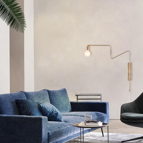 Industrial Brass Plug in Swing Arm Wall Sconces
