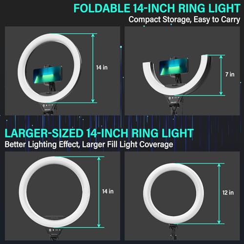 14'' LED Foldable Ring Light with 62'' Tripod Stand