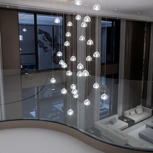 LED Rectangular Chandeliers for Ding Room Light Dimmable Living Room High Ceiling Pendant Lights Fixtures Lighting 138in Long Foyer Entryway Lighting Silver