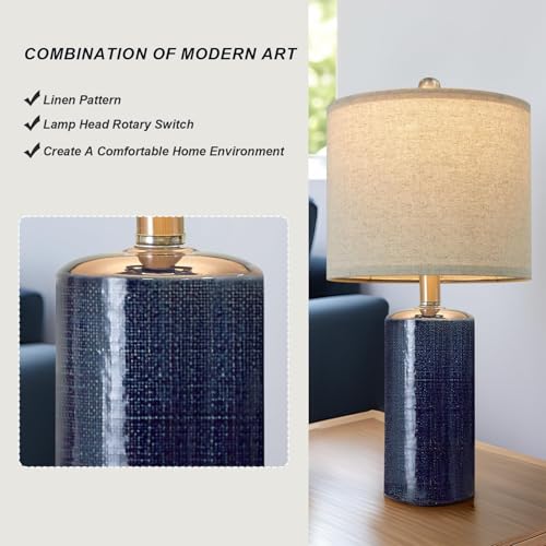 Small Table Lamps Set of 2 for Living Room 20.25" Blue Lamps Bedside Lamps (2 Count)