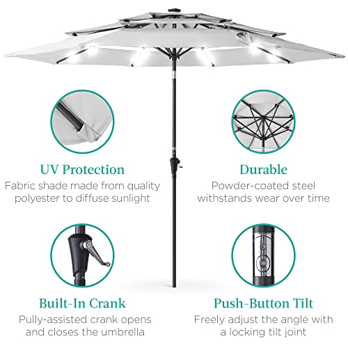 10ft 3 Tier Solar Patio Umbrella