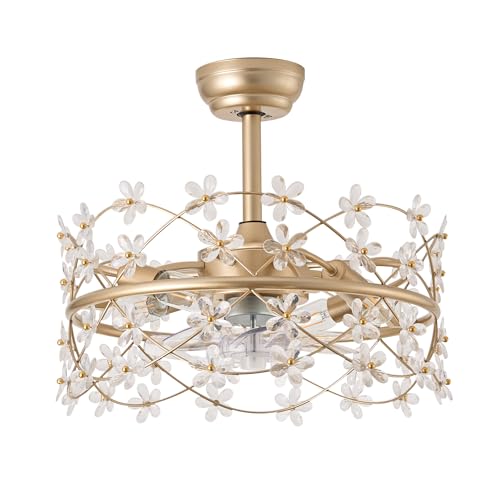 20" Gold Fandelier Ceiling Fans with Lights (Flower Fandelier)