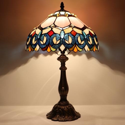 Tiffany Table Lamp Stained Glass Bedside Reading Light W12H19 inch
