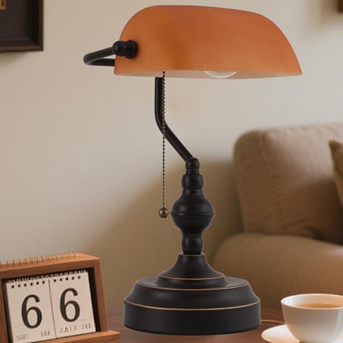 Bankers Desk Lamp with USB A and Type C Charging Port