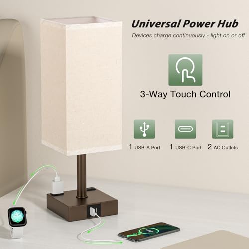 Brown Touch Lamps Set of 2 for Bedroom
