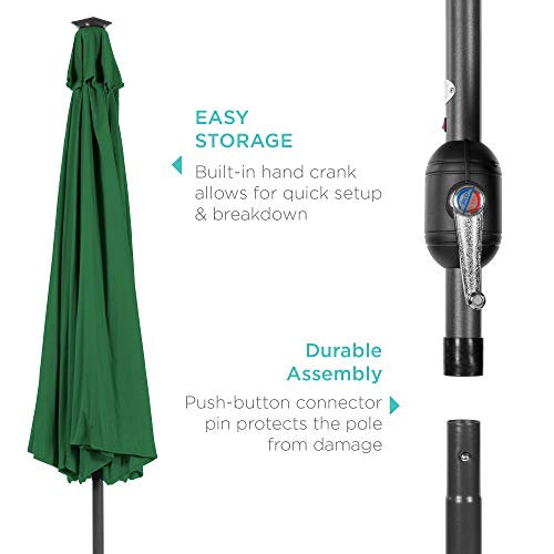 10ft Solar Polyester LED Lighted Patio Umbrella w (10 Feet)