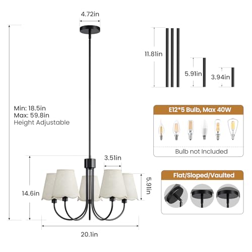 Dining Room Chandelier Light Fixture 5 (Black)
