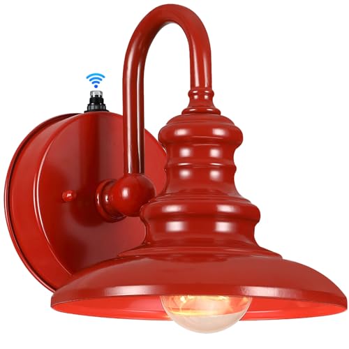 Dusk to Dawn Sensor Outdoor Gooseneck Barn Light Fixture Red