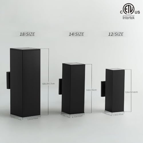 12" Modern Outdoor Porch Light in 2 Lights (2 Count)