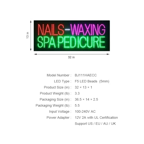 Nails Waxing Spa Pedicure Sign