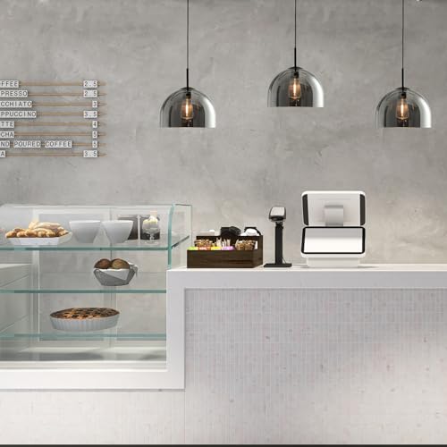 Grey Ribbed Glass Pendant Light Kitchen Island 11.8Inch Large Hanging Lamp