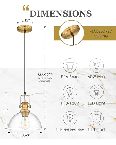 10.5" Gold Pendant Lights Kitchen Island