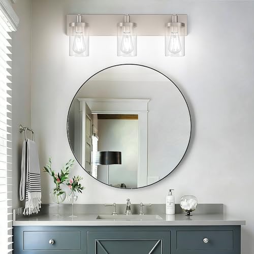 Brushed Nickel Bathroom Light Fixtures 3 Lights Vanity Light for Bathroom Lighting Fixtures Over Mirror
