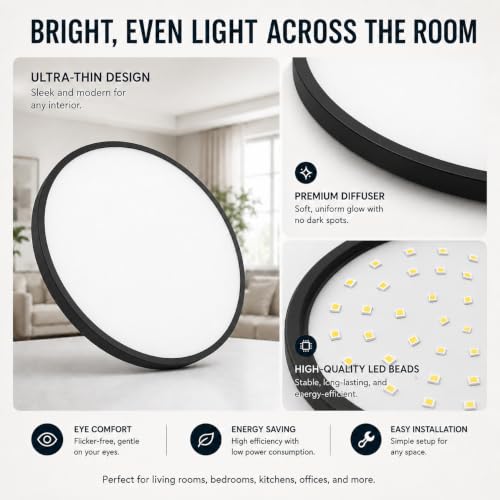 4 Pack LED Flush Mount Ceiling Light (Black / 4 Packs)