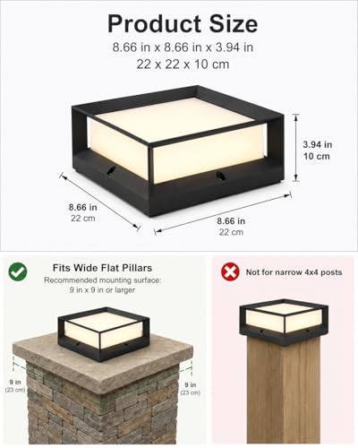 Outdoor Post Light 8.6" Hardwired LED 15W