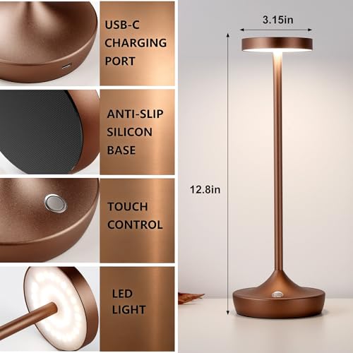 2 Pack Rechargeable Cordless Table Lamps 6000mAh LED Battery Table Light