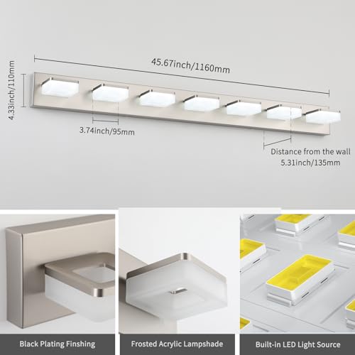 7 Light Bathroom Vanity Light Fixture Over Mirror