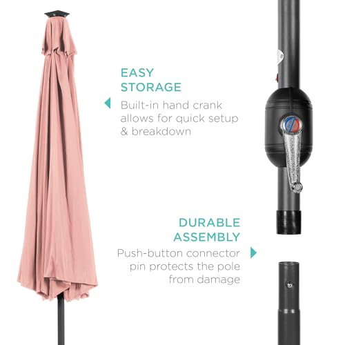 10ft Solar Polyester LED Lighted Patio Umbrella w