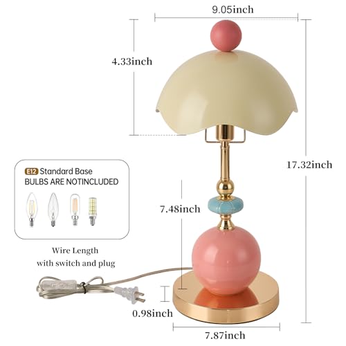 Modern Green Metal Shade Table Lamp Plug in Metal Base Desk Light with Plug Cord Switch for Bedroom Bedside Living Room