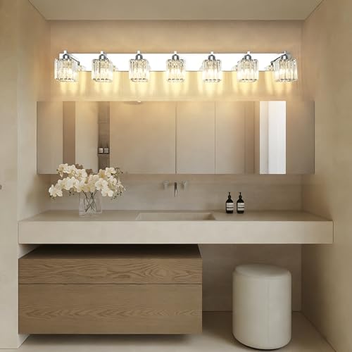 Bathroom Vanity Light Fixtures Chrome Vanity Light for Bathroom Crystal Vanity Lighting Fixtures 7 Light