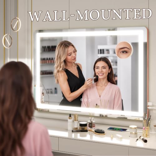 Pink Vanity Mirror with Lights 32"x22"