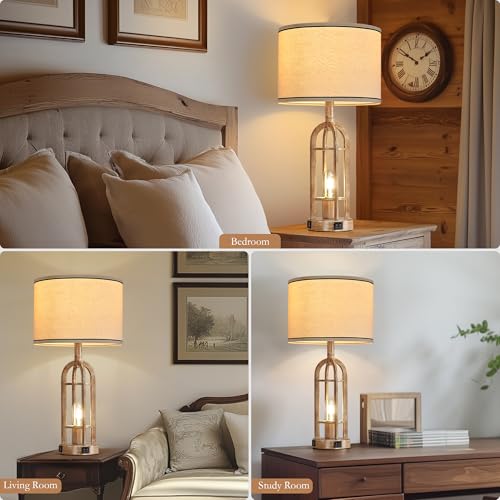 Farmhouse Table Lamps for Living Room End Table Set of 2 (2 Count)