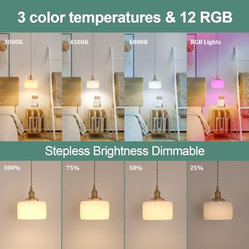 Battery Operated Pendant Light 5000mAh Rechargeable Chandelier with Remote Control Wireless Adjustable Hanging White Striped Light for Kitchen Island Dining Room Hallway (2 Count)