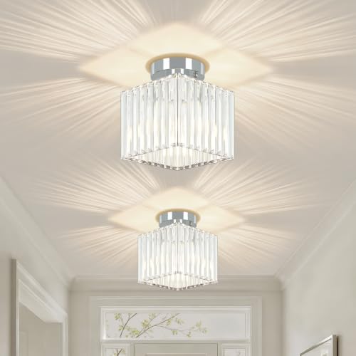 Modern Crystal Ceiling Light Fixture Chrome Hallway Entryway Light Fixtures