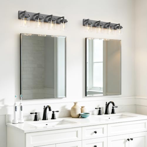 Matte Black Bathroom Light Fixtures (Black / 4-Light)