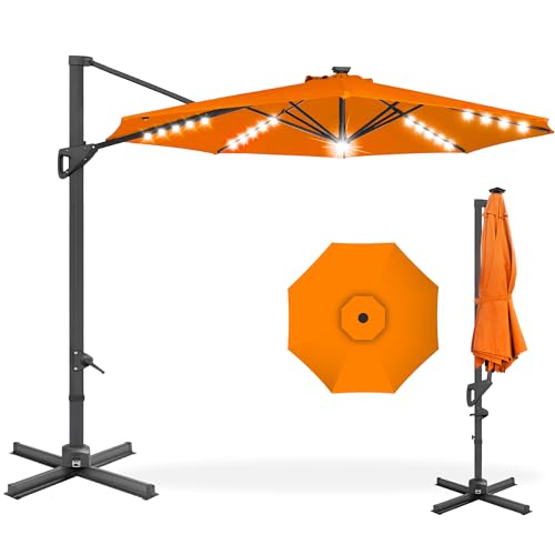 10ft Solar LED Cantilever Patio Umbrella