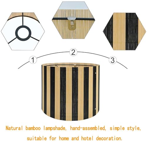 bamboo lamp shade modern decorative black stripe groovy unique Lamp Replacement Accessories E27 size 30x23cm