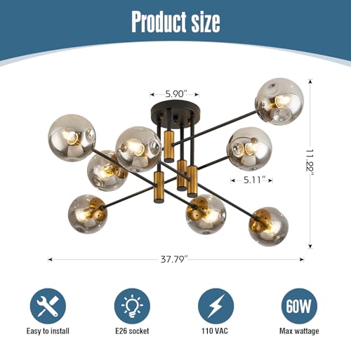 8 Light Sputnik Ceiling Light Fixture