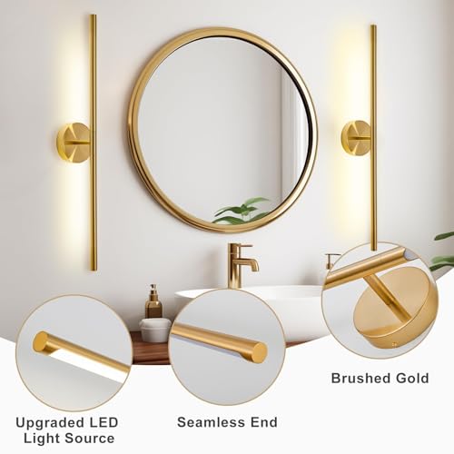Gold Bathroom Light Fixtures Over Mirror 36 Inch