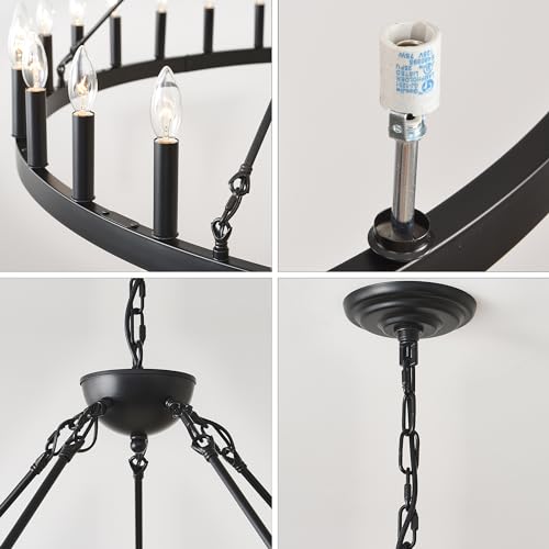 53 Inch Black Extra Large Wagon Wheel Chandelier