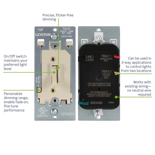 Toggle Slide LED Advanced Dimmer Switch for 150W Dimmable LED