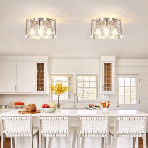 Modern Brushed Nickel Semi Flush Mount Ceiling Light