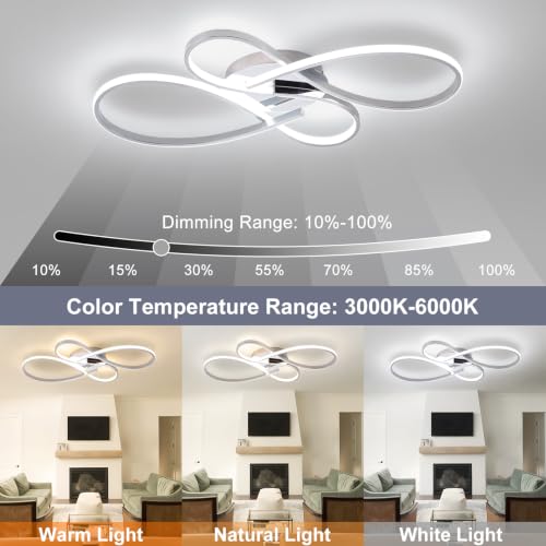66W Dimmable Modern LED Ceiling Light Fixtures 3000K