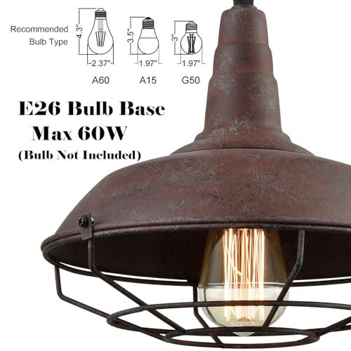 Barn Style Pendant Light Farmhouse Caged Pendant Lighting Industrial Metal Wire Hanging Pendant Light Barn Pendant Light Fixtures for Kitchen Island Hallway Foyer