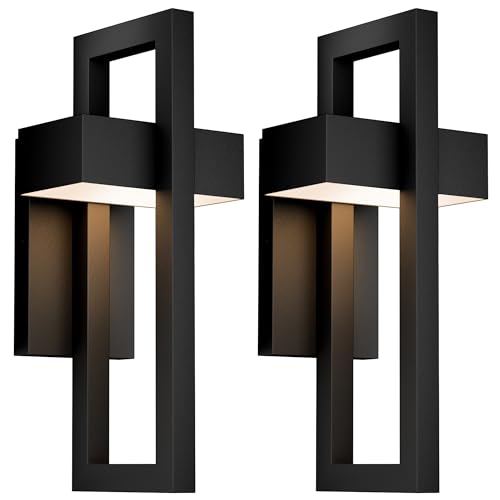 2 Packs Modern Outdoor Wall Lights 3000K Integrated LED Outdoor Wall Sconces Lighting (2 Count)