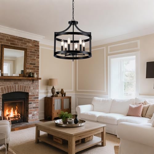 6 Lights Black Farmhouse Chandelier