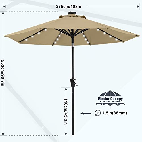 9ft Patio Umbrella with Solar Lights