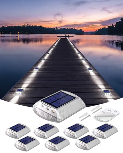 Solar Driveway Lights Outdoor IP68 Waterproof Led 8 Pack White (8 Count)