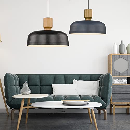 Large Industrial Pendant Light Fixtures with Hammered Metal Shade (2 Count)