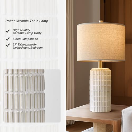 23" Modern Ceramic Table Lamp Set of 2 for Living Room Bedroom (2 Count)