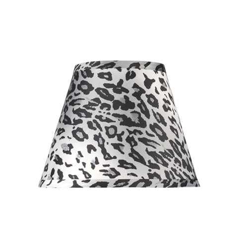 32171A Transitional Hardback Empire Shape Spider Construction Lamp Shade in White with Leopard Pattern