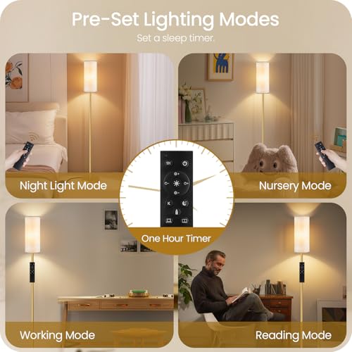 Dimmable Floor Lamp for Living Room with Remote and Foot Switch