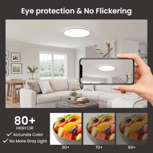12inch LED Flush Mount Ceiling Light with Night Light (White / 2 pack)
