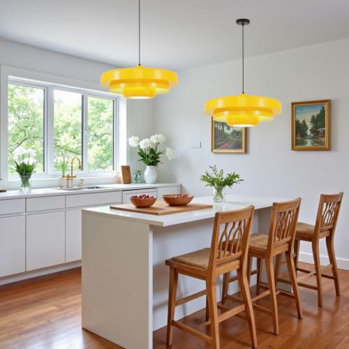 19.7‑Inch Yellow 3‑Tier Pendant Light Mid‑Century Hanging Lamp