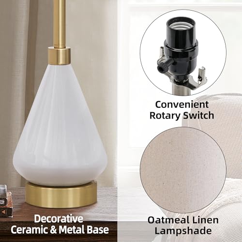 32" Gold Buffet Lamps Set of 2 with White Ceramic Base (2 Count)