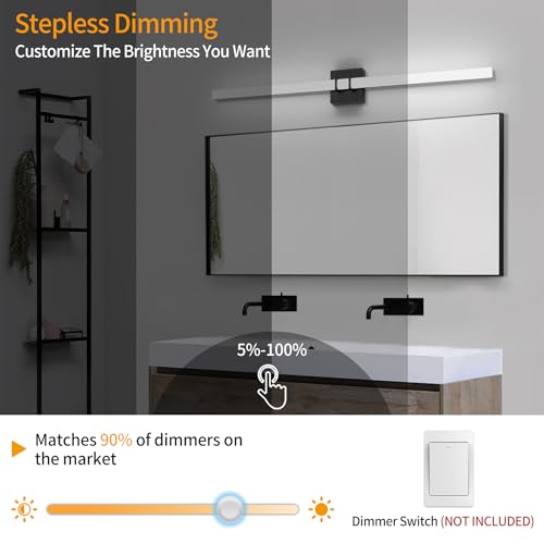 Modern Black Vanity Light Bar 40 Inch
